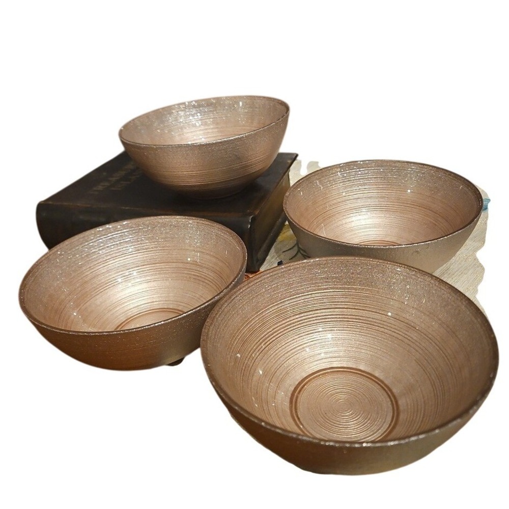 Turkish Blush Pink & Silver Sparkle Cereal / Soup Bowls‎